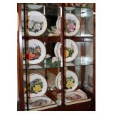 Boehem Collectible Floral Plates With Gold Rims Qty 8, Lenox Tea Rose Figure, And Capodimonte Floral