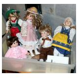 Porcelain Doll Collection, Qty 5, With Stands