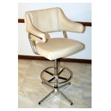 Vintage Vinyl Bar Stool With Swivel Seat, 44", Seat Height Measures 31"