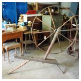 Antique Turned Wood Spinning Wheel, Wheel Measures 44"