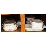 Vintage Cornflower Blue Corning Ware Including 12" Casserole Dish, Assorted Sized Individual Cassero