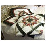 Hand Stitched Queen Size Star Quilt With Matching Pillow Shams, Quilt Measures 88" x 92"