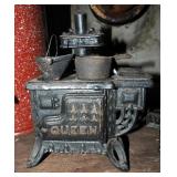 Cast Iron Miniature "Queen" Wood Cook Stove, "Princess" Cook Stove, Balance Scale, Brass Hand Bells,
