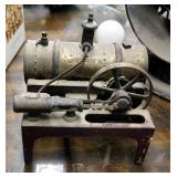 Antique Weeden Brass Steam Engine, Rail Road Oil Lantern, And Glass Quart Fuel/Oil Bottle With "The 