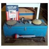 Wood "Troop 256" Scout Box 10.5 x 32" x 11.5", Canteens, Vintage Soling Handwarmer, Foxhole Shovels,