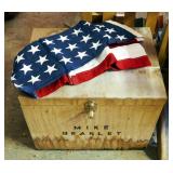 Wood Camp Box With Internal Trays, 17" x 21" x 16" And American Flag