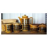 Royal Sealy Ceramic Coffee Set Includes Coffee Pot, Sugar, Creamer And Three Coffee Cups