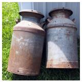 Antique Metal Milk Cans With Lids QTY. 2, 25" Tall