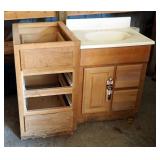 Bathroom Vanity With Sink 35" x 25" x 22" And Four Drawer Storage Cabinet 34.5" x 18" x 25"