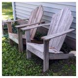 Matching Wood Adirondack Chairs 42" x 32" x 32"
