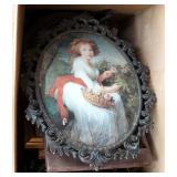 Framed Assortment, Including Antique Convex Glass Frame