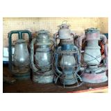 Antique Oil Lanterns With Glass Globes, Qty 5