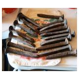 Antique Iron Railroad Spikes, Qty 16, Includes Ladino Clover Seed Bag