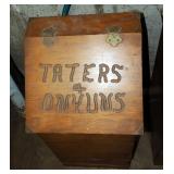 Handcrafted Wood "Taters & Onyuns" Storage With Drawer, 27" x 13.5" x 13"