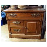 Antique Solid Wood 3-Drawer Wash Stand, 28.5" x 33" x 16"