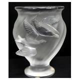 Lalique "Rosine" Frosted Crystal Bird Vase, 5" High