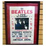 Beatles Live In Concert 1965 Promotional Poster, Under Glass, In Oversized Frame, 19.5" Wide x 25.5"