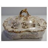 Assorted Home Decor Items,Includes Delft BLue Windmill Bank, Ceramic Containers, Vase, Precious Mome