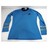 Autographed Leonard Nimoy Star Treck Star Fleet Unifrom Shirt, Size Medium