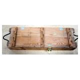 Wood Crate For Howitzer Ammo, Rope Handles, Hinged Lid, 7.5" High x 37" Long x 12" Deep