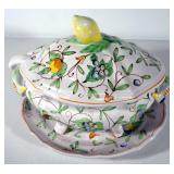 Porcelain Soup Tureen With Fruit And Floral Design