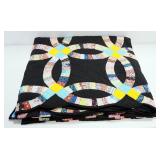 Quilt With Interlocking Circle Pattern And Scalloped Edges, Approx 112" x 110"