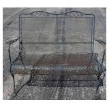 Wire Patio Dining Set, Includes Table 48" Dia., Bench, 3 Chairs(1 Rocks) And Umbrella With Stand