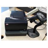Motorola Handheld Bar Code Scanner With Stand, TPG Receipt Printer Model A760-4205, Both Power On, C