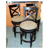 Hillsdale Furniture Solid Wood Bar Stools With Upholstered Swivel Seats, Qty 3, Seat Back 43.5" And 