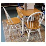 Solid Wood Drop Leaf Kitchen Table With 2 Chairs, Table Measures 30" x 42" Round
