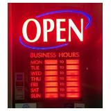Newon LED "Open" Sign, 23.5" x 20.25", Includes Decals, Powers On