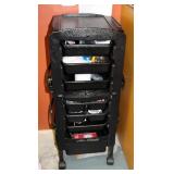 Rolling Stylist Cart With 6 Drawers, 37" x 16" x 15", Contents Include Combs, Pins, Rollers, And Mor