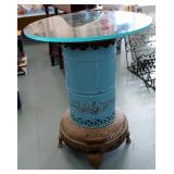 Antique Kerosene Heater With Glass Top, 24" Tall x 18" Round