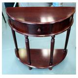 Demilune Console Table With Single Drawer And Display Shelf, Qty 2, 28.5" x 27.5" x 12.5"
