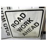 Reflective "Road Work" Signs Qty 2, "Road Work Ahead" 29.5" x 29.5" And "End Road Work" 18" x 38"