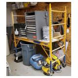 Rolling Adjustable Metal Scaffolding, 75" x 73" x 29.25"