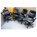 Office Star Products Faux Leather Rolling Adjustable Office Chairs, Qty 4