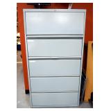 5-Drawer Metal Lateral Filing Cabinet With Pullout Work Surface, 67" x 36" x 18.5"