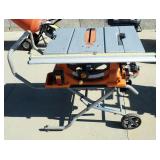 Ridgid 10" Electric Table Saw, Model R45101, On Ridgid Table Saw Utility Vehicle, Model TS-UV