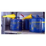 Eagle 5 Gallon Metal Kerosene Safety Cans, Qty 2, And Midwest Can Company 5 Gallon Plastic Kerosene 