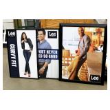 Retail Advertising Frames With Removable "Lee" Posters, 42.5" x 32" x 2.5" Qty 3 & 38" x 24" x 1.5" 