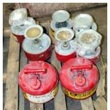 JustRite 1 Gallon Safety Cans Qty 2, And JustRite Plunger Cans, Qty 6, Various Sizes