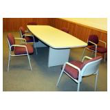 Executive Conference Table, 30" x 96" x 44", With Hon Metal Framed Upholstered Arm Chairs, Qty 6, 32