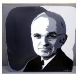 Harry S. Truman Wall Trio, Includes Painted Portrait On Canvas By Jackie Grawe, Canvas Print Map Of 