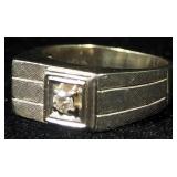 10K Gold Ring With Clear Stone, Size 9-1/4, 8.09 g Total Weight Including Stone