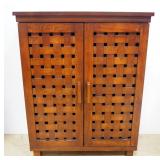 Storage Cabinet With 2 Adjustable Shelves And Basket Weave Style Doors, 33" High x 26"Wide x 11" Dee