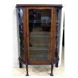 Curved Glass Front Display Cabinet With 3 Removable Shelves And Latching Door, Forced Latching, 62.5