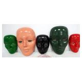 Miniature Ceramic Decorative Mardi Gras Masks, Various Colors And Sizes, Approx Qty 28