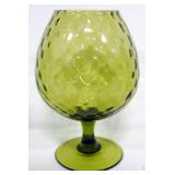 Green Glass Decor, Includes Goblet And Vases, Total Qty 3