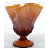 Pedestalled Glass Goblet With Ripple And Hobnail Accents